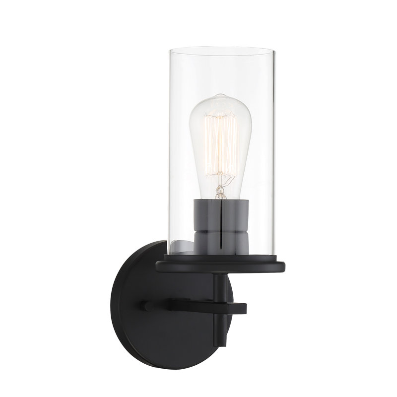 Ashten Dimmable Bath Sconce, Black, Clear