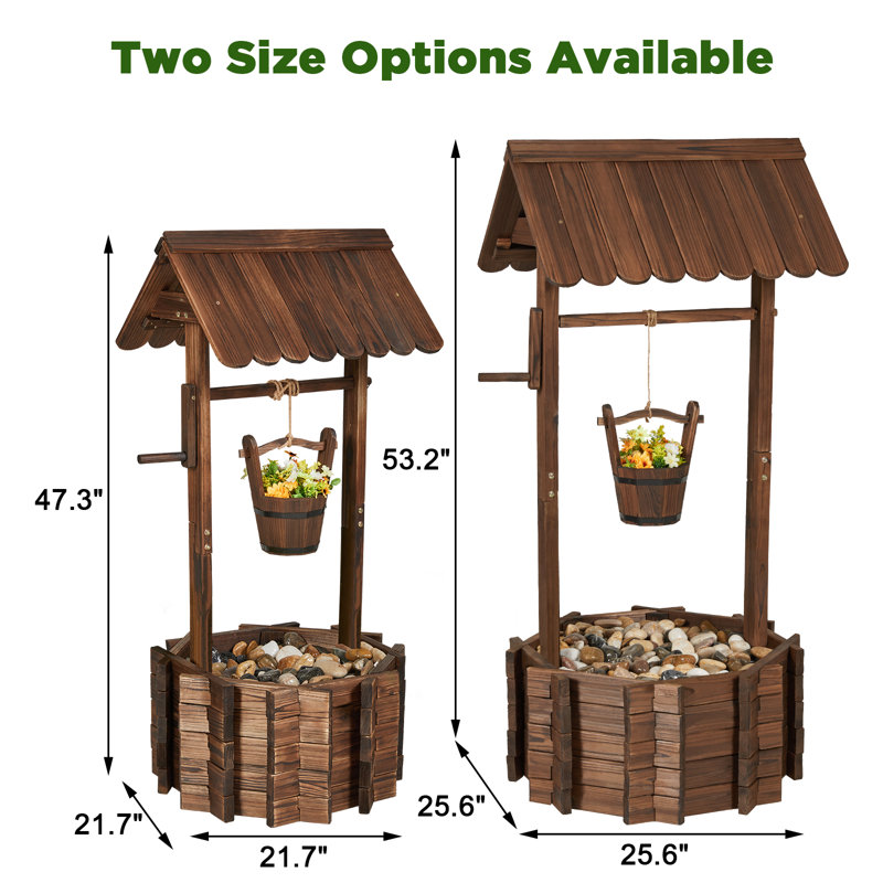 Puits à vœux d'extérieur en bois AmerLife, H 43,7 po x l 21,7 po x P 21,7 po