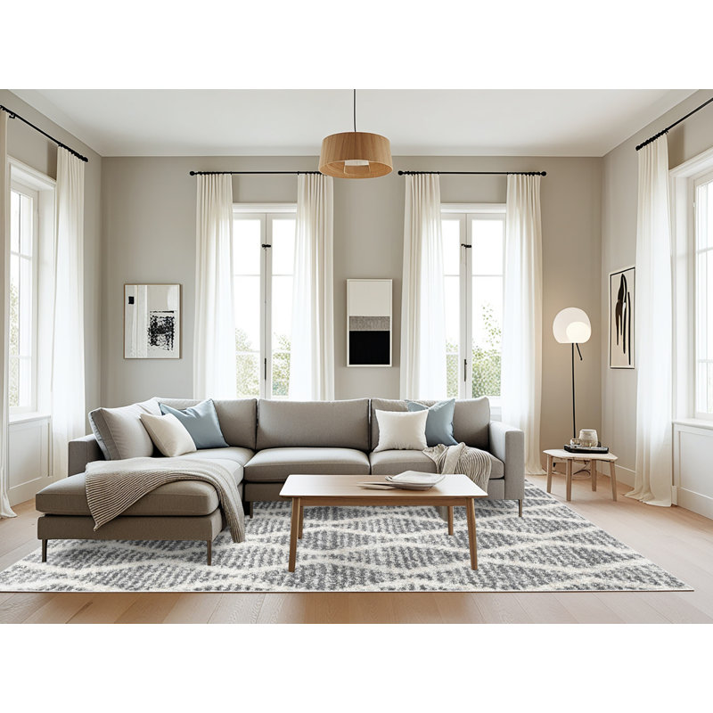 Tapis contemporain gris, Rectangle 8 pi x 12 pi