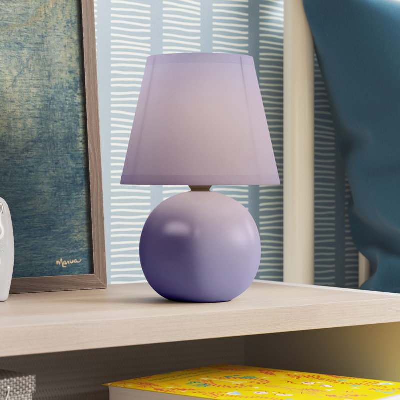 Mini lampe de table en forme de globe en céramique Amishi, Mauve, Non