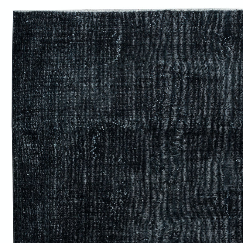 Tapis turc en laine fabriqué à la main 6 x 9,7 pi en gris et noir 4 intérieurs modernes