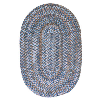 Tapis réversible en laine Oyola - bleu-brun