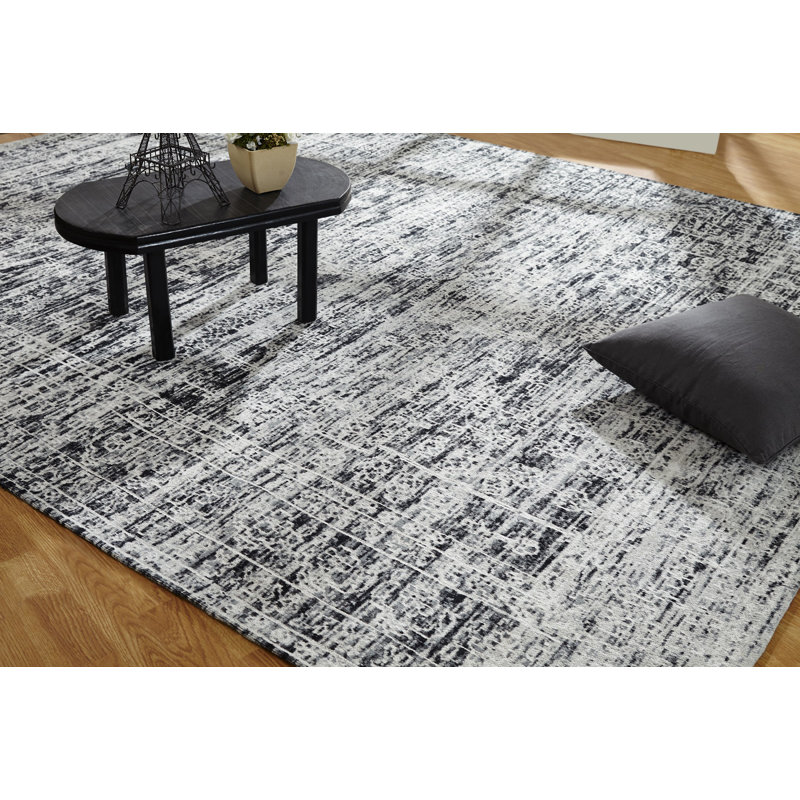 Hazy Cotton Area Rug in Charcoal, Rectangle 2' x 3'