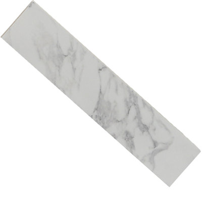 Éclaboussure de côté de meuble-lavabo de 4 po de hauteur, pierre de marbre artificielle, couleur blanche, matériau principal de pierre frittée, céramique américaine de style rectangulaire, pré-percé pour robinet, nettoyage facile