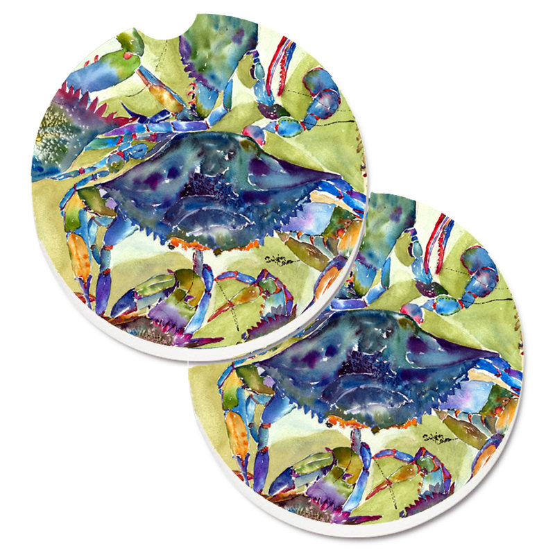 Sous-verre pour voiture crabe, Crabe, Vert/bleu
