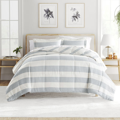 Ensemble d'édredon réversible en duvet à rayures