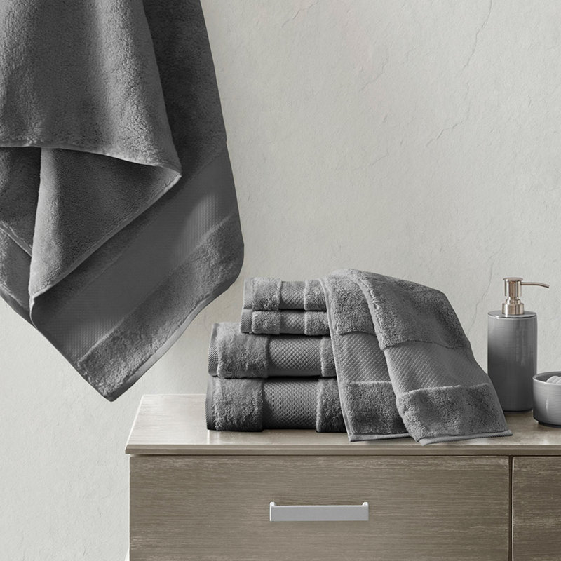 Cotton 6 Piece Bath Towel Set, Charcoal