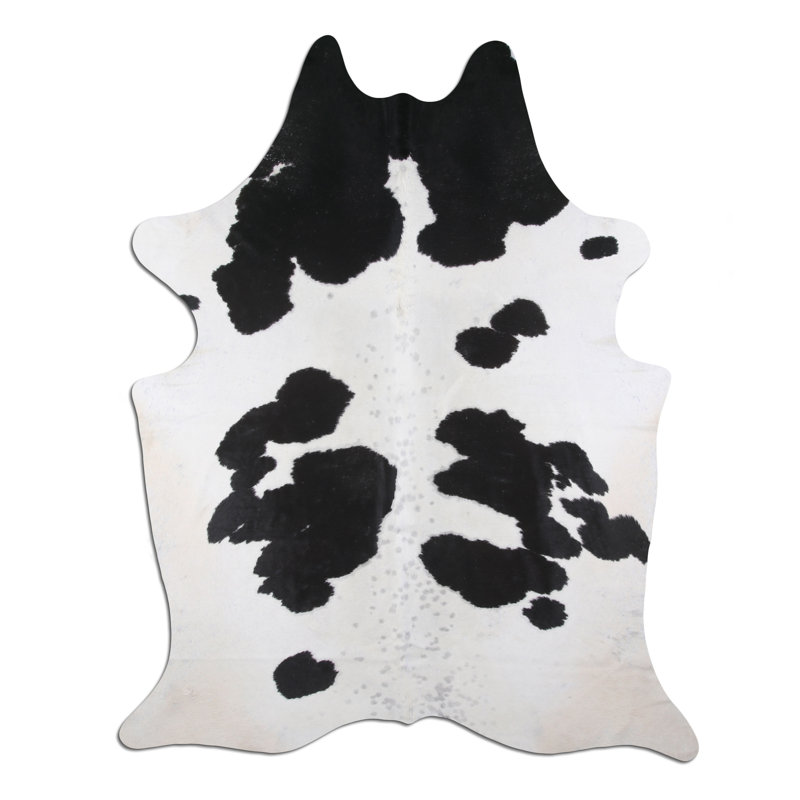 Tapis argenté/noir/blanc à vache doux brillante Decatur