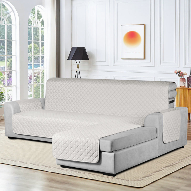  Housse de canapé Wildee pour housse de canapé en L modulaire réversible, H 52 po x l 94 po x P 59 po, Crème