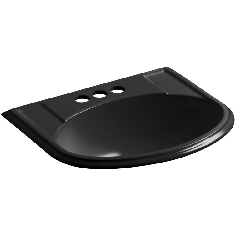 Devonshire® Ceramic U-Shaped Drop-In Bathroom Sink with Overflow