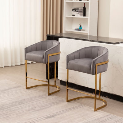 Upholstered Velvet Counter Stool