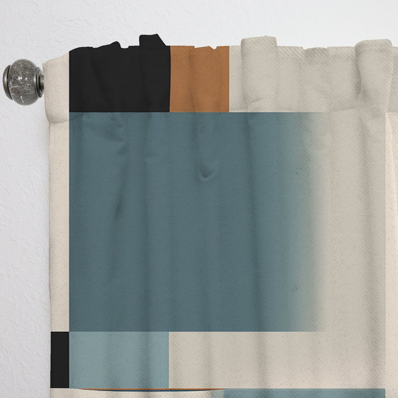 Hedersett - Rideau géométrique bleu crème - Rideau en velours moderne - obscurcissant - 1 panneau, L 52 po x L 95 po