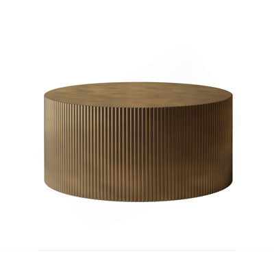 Table basse 35,83 po à rayures ondulées minimalistes, table basse ronde moderne, table basse à tambour rond pour salon, chambre à coucher, laiton antique, or antique, or cuivre