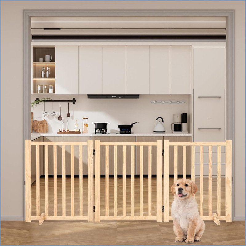 Manufactured Wood Free Standing Pet Gate, 61cm H x 152.4cm W x 2.5cm D