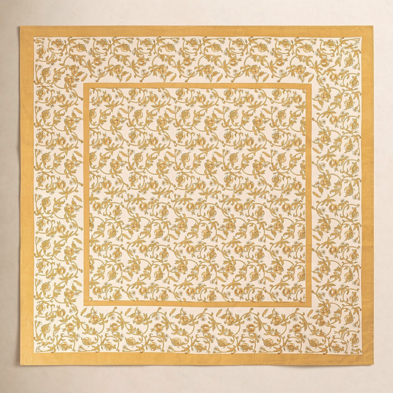 Brona Tablecloth - Square, 59" Square, Mustard/White