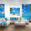 Reproduction de photo de plage, reproduction de photo sur la côte de l'océan turquoise - Plage turquoise avec chaises-631176991-631176983