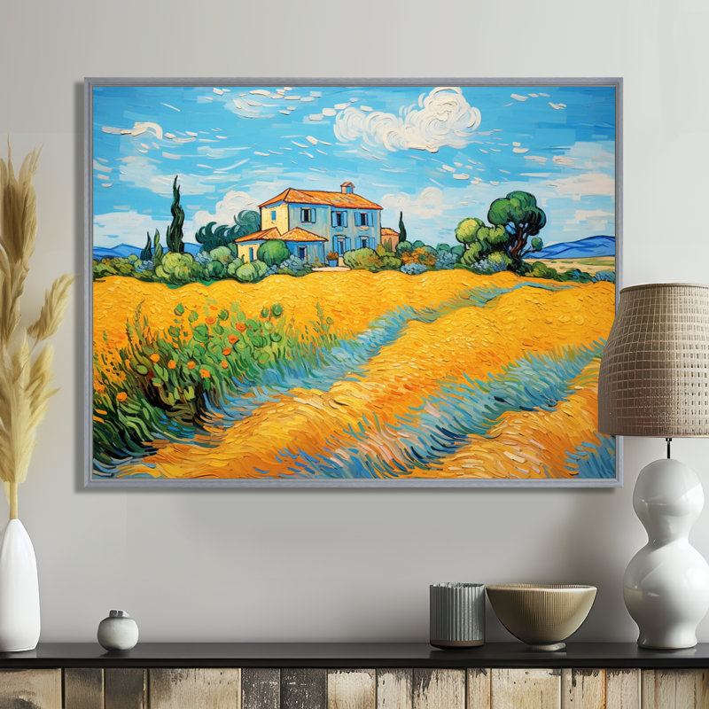 Vangogh, la maison jaune à Arles II, encadrée sur toile par Vincent Van Gogh, peinture, H 30 po x l 40 po x P 1,5 po