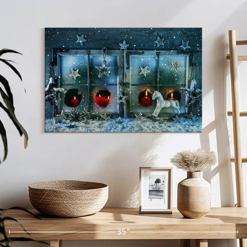 Fenêtre blanche de Noël, H 16 po x l 24 po