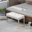 Banc de bout de lit de style français rétro, banc rembourré en lin avec siège rembourré épais et pieds en bois, banc de chambre capitonné, blanc crème-1941488553-1889802836