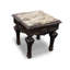 Table de bout traditionnelle en bois massif avec plateau en marbre