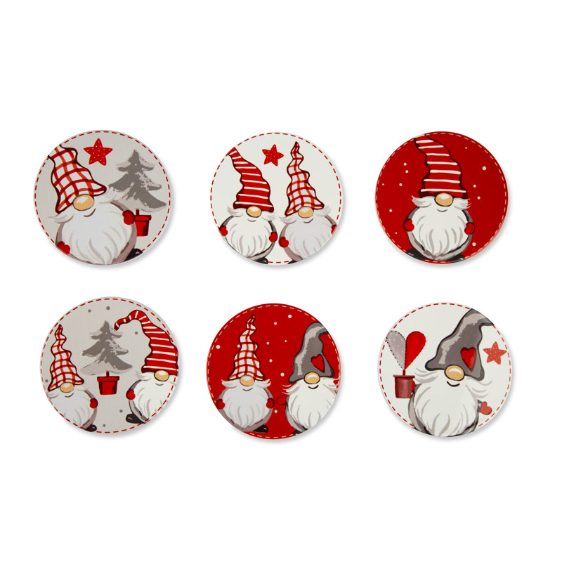 Gnomo Ceramic Round 6 Piece Coaster Set
