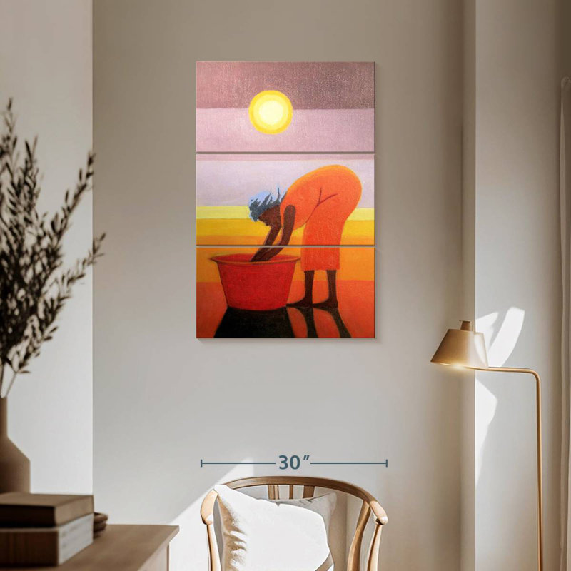 Leisha, le seau rouge, H 57 po x l 36 po
