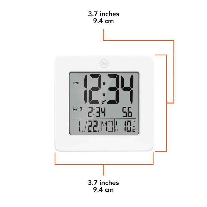 Digital Electric Tabletop Clock with Alarm, White