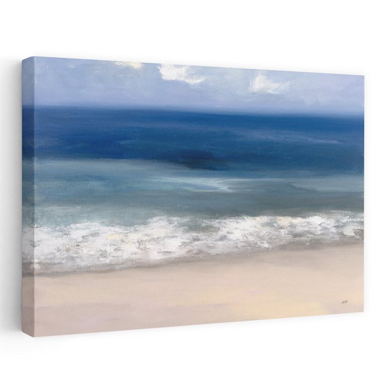Sable et bord de mer; Nuage de plage contemporain bleu contemporain gris, H 24 po x l 16 po