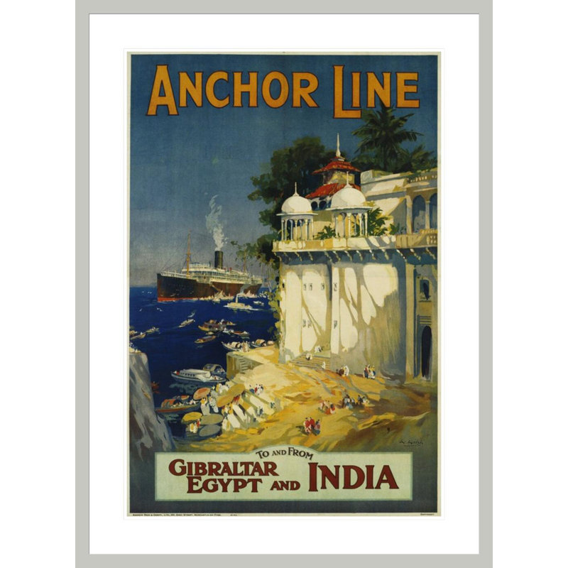 Affiche de voyage «Anchor Line» par W. Welsh, impression numérique sur toile, 41.5" H x 30.51" W