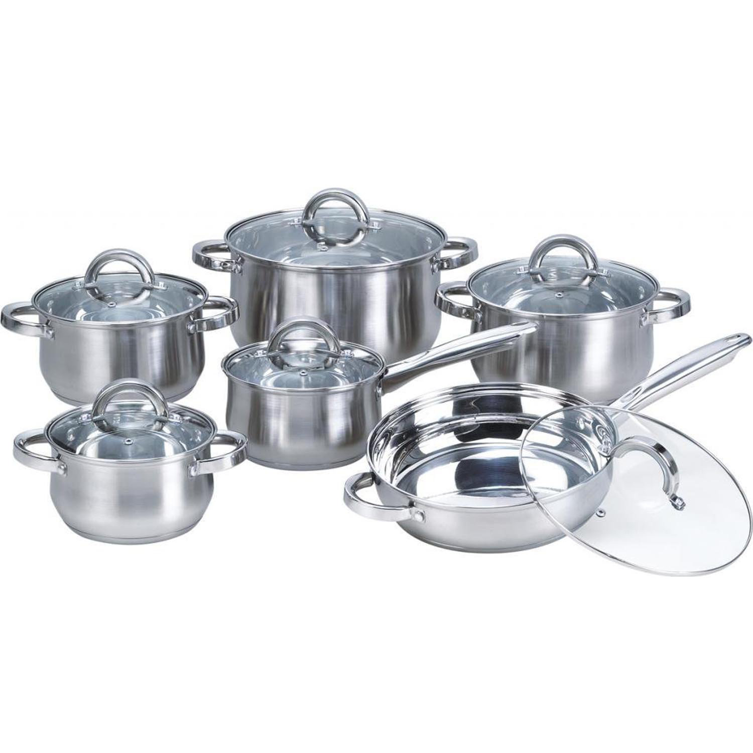 Gourmet by Bergner - 12 PC Stainless Steel Pots and Pans Cookware Set, 12 Pieces, Polished