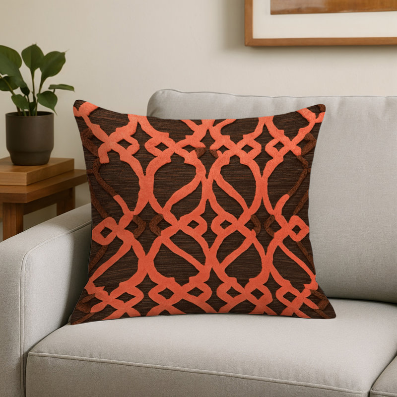 Coussin décoratif intérieur et extérieur brun Trellis, Carré 16 po, Treillis brun 138