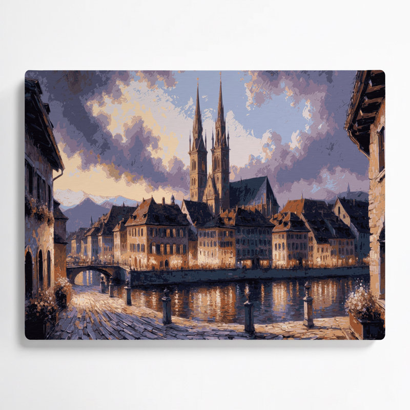 Art mural noir en ville avec villes de Zurich en Suisse, H 24 po x l 36 po