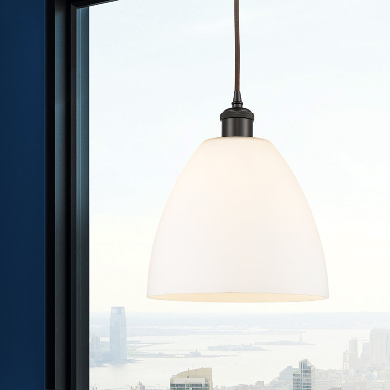 Haruka 1 - Light Single Pendant, White, 13.25" H x 9" W x 9" D, Oil Rubbed Bronze
