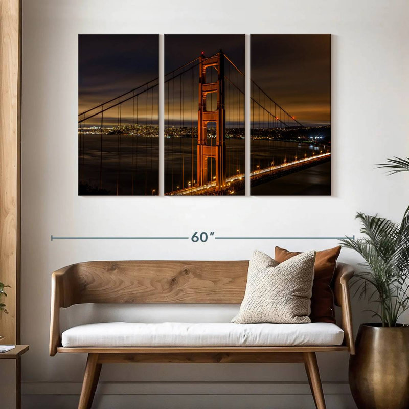 Lilie Golden Gate Bridge, paysage de nuit, H 32 po x l 50 po