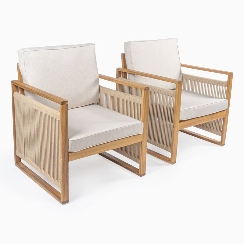Edingworth Acacia Outdoor Lounge Chair, Beige