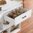 Kitchen Island With Storage Drawers, 55-inch Kitchen Shelves With Imitation Marble Worktop, Adjustable Led Light On One Side