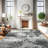 Washable Abstract Area Rug - Large Living Room Area Rugs Modern Stain Resistant Indoor mat for Bedroom Dining Room Non Slip Rubber Backing Thin Super Soft Room Decor Floor Carpet Black A-1764676298