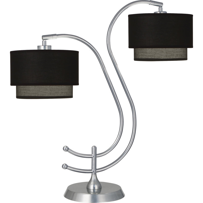 Charlee Desk Table Lamp, Raven Black, Chrome