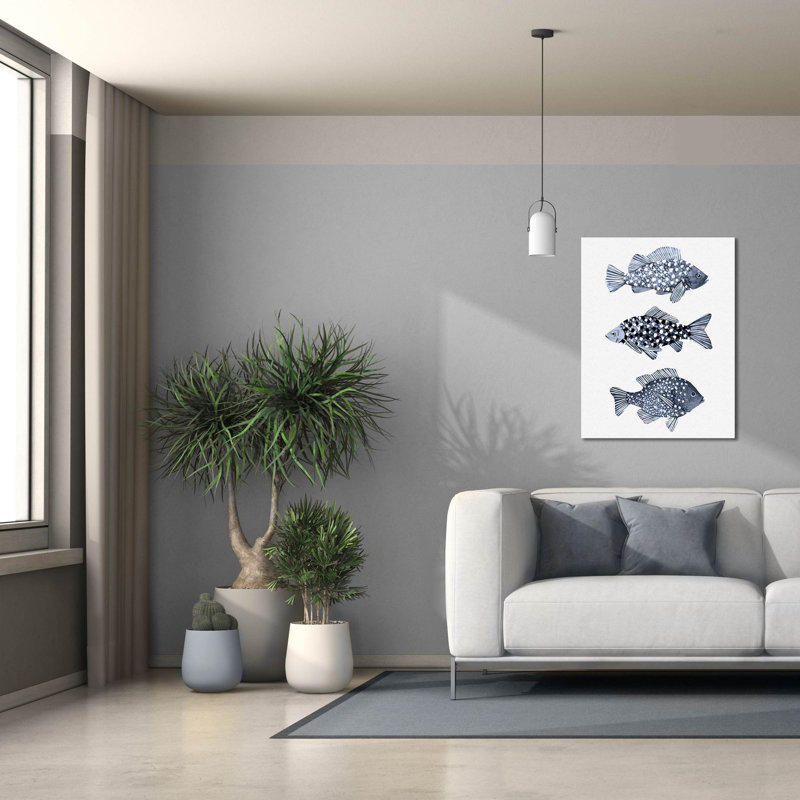  «Blue Fish 1» par Emma Scarvey, art mural sur toile, 26 po x 34 po