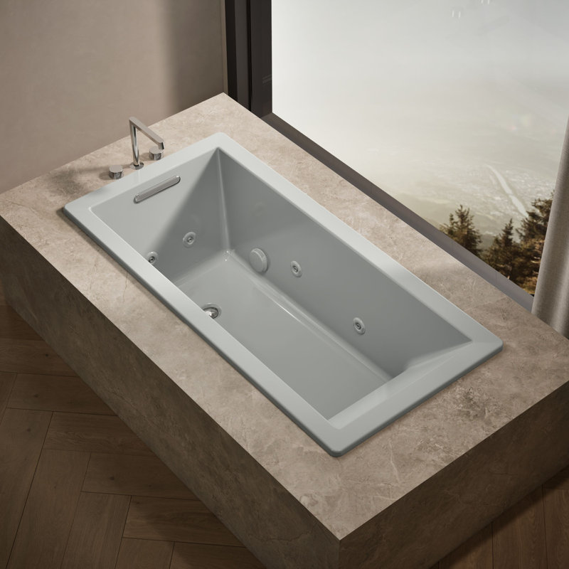 Baignoire tourbillon avec bonde réversible, Gris glacé