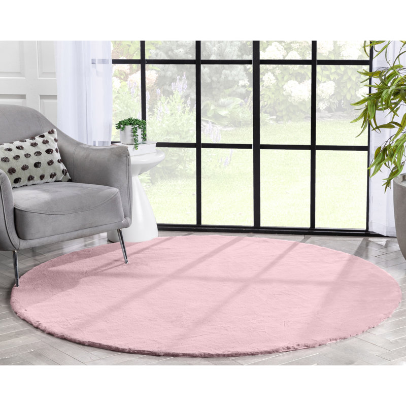 Tapis à poils longs Nita Crest, Rond 2 pi 11 po