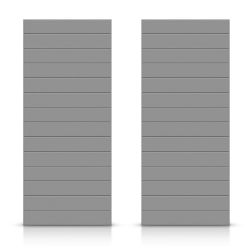 Portes de placard coulissantes à panneaux en bois manufacturé, Gris clair, 60 po x 84 po