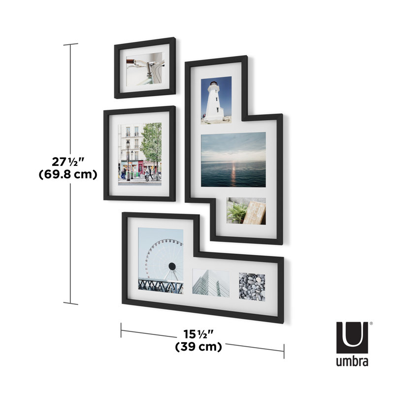 Picture Frame - Set of 4 with Mat, Black