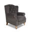Aife Wing Chair with Pewter Velvet Fabric, Grey Oak Feet & Pewter Studs