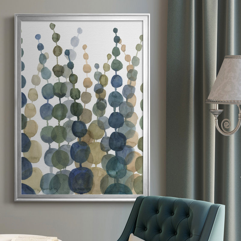 «Pompom Botanical II», toile encadrée de qualité supérieure - prête à être accrochée, Argent, H 36,5 po x l 26,5 po x P 1 po
