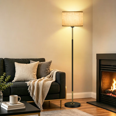 Lampe sur pied 60,24 "à deux tons avec interrupteur au pied et ampoule DEL 9W