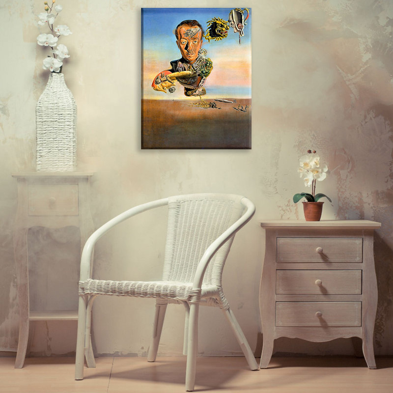 "Paul Eluard" par Salvador Dali, toile tendue avec châssis, H 24 po x l 17 po