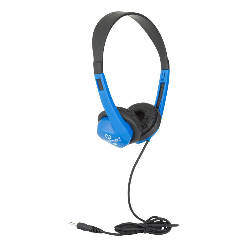 Heavy-Duty Adjustable Tangle-Free Kids' Stereo Headphones with Padded Ear Cups, Blue