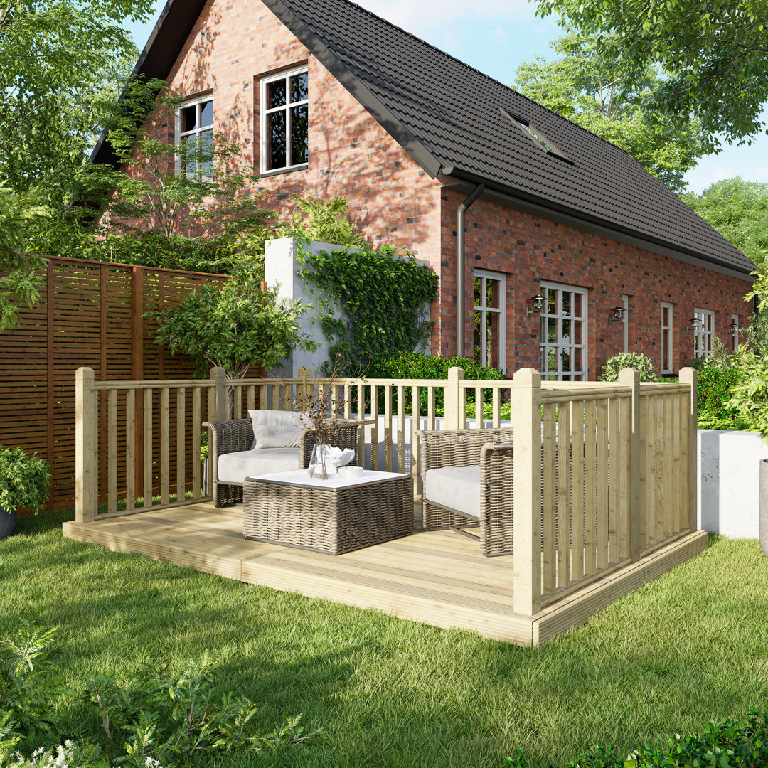 Powersheds Timber Pressure Treated Decking Kit - Handrails on Three Sides