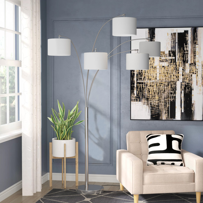 Lucianna 83'' Tree Floor Lamp, Brushed Steel